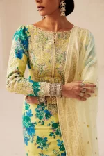 zara shahjahan, 3 piece suit, unstitched, lawn, phool kari 13a , front neck