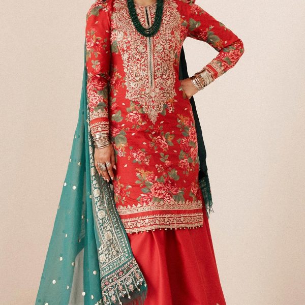 zara shahjahan, 3 piece suit, unstitched, lawn, phool kari 13b , front