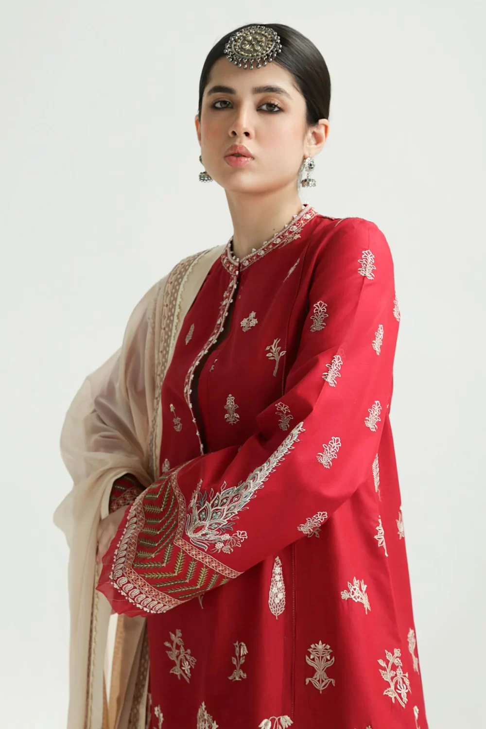 zara shahjahan, 3 piece suit, unstitched, lawn, myra 14a , front neck