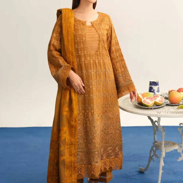 RIAZ ARTS, 3 piece suit, unstitched, TL 327, front