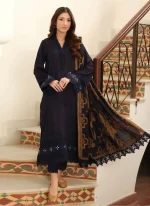 TEHZEEB BY RIAZ ARTS , 3 PIECE SUIT , BLUE , JACQUARD , FRONT