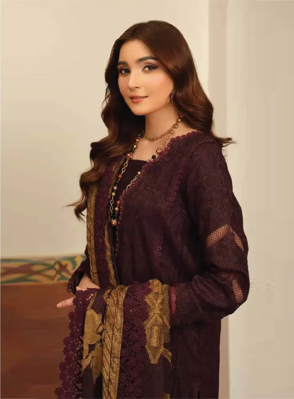 TEHZEEB BY RIAZ ARTS , 3 PIECE SUIT , BLUE , JACQUARD , TL 333, side look