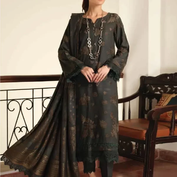 TEHZEEB BY RIAZ ARTS , 3 PIECE SUIT , BLUE , JACQUARD , TL 335, FRONT