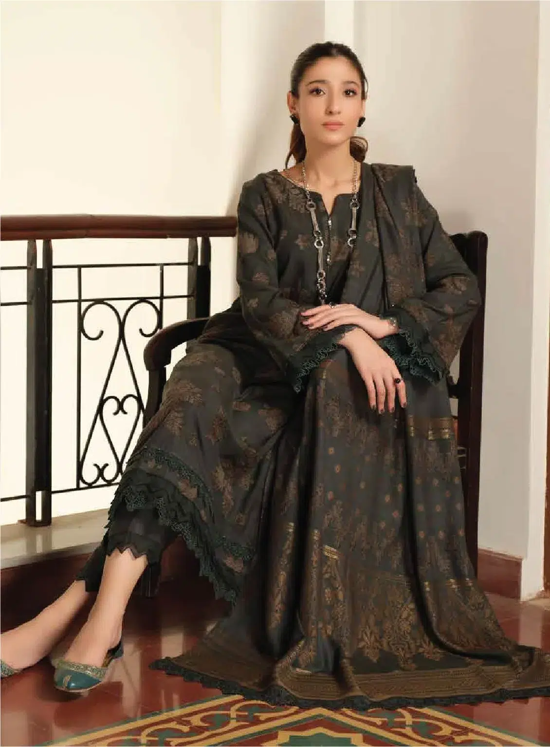 TEHZEEB BY RIAZ ARTS , 3 PIECE SUIT , BLUE , JACQUARD , TL 335, FRONT sleeves