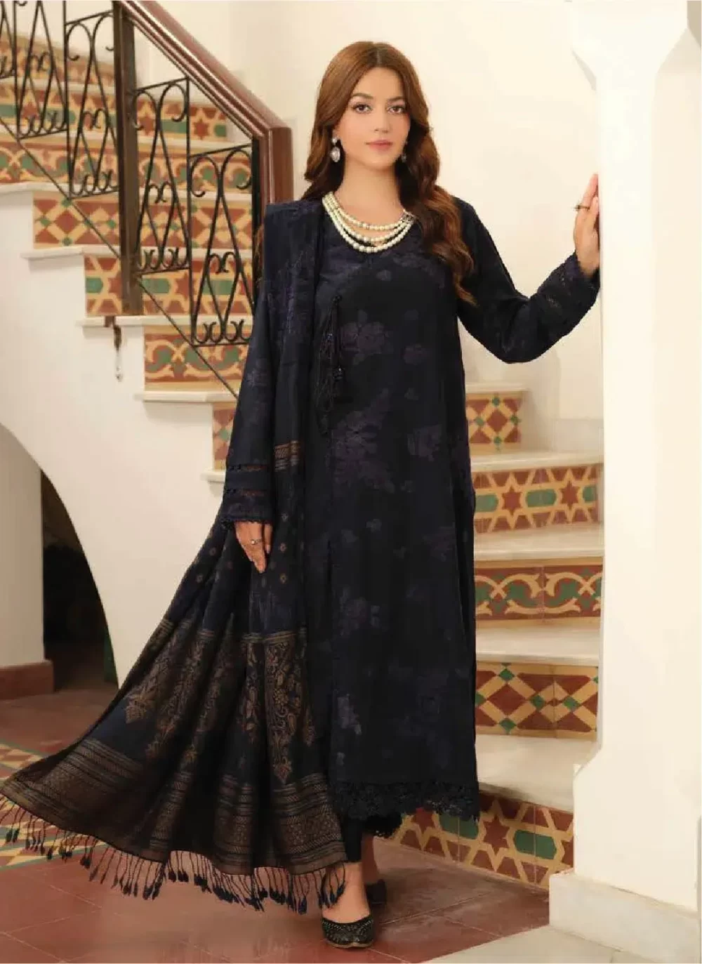 TEHZEEB BY RIAZ ARTS , 3 PIECE SUIT , BLUE , JACQUARD , TL 339, FRONT
