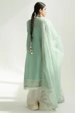 zara shahjahan, 3 piece suit, unstitched, jacquard, Amira 5b, back