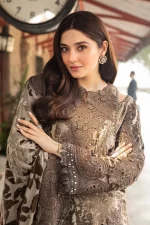 Maria B designer dress featuring luxury lawn, intricate embroidery, and modern cuts – top Pakistani fashion brand in the UK.