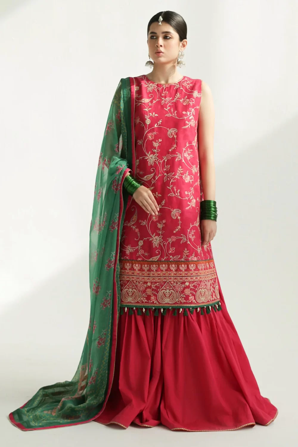 zara shahjahan, unstiched, 3 piece suit, jacquard, korina 3b, front