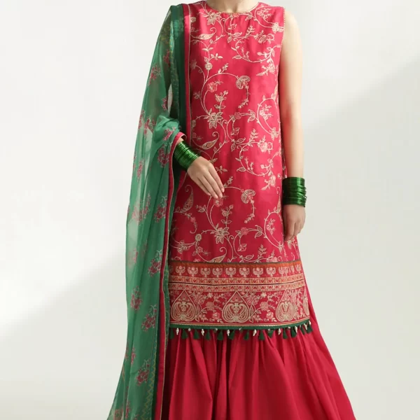 zara shahjahan, unstiched, 3 piece suit, jacquard, korina 3b, front