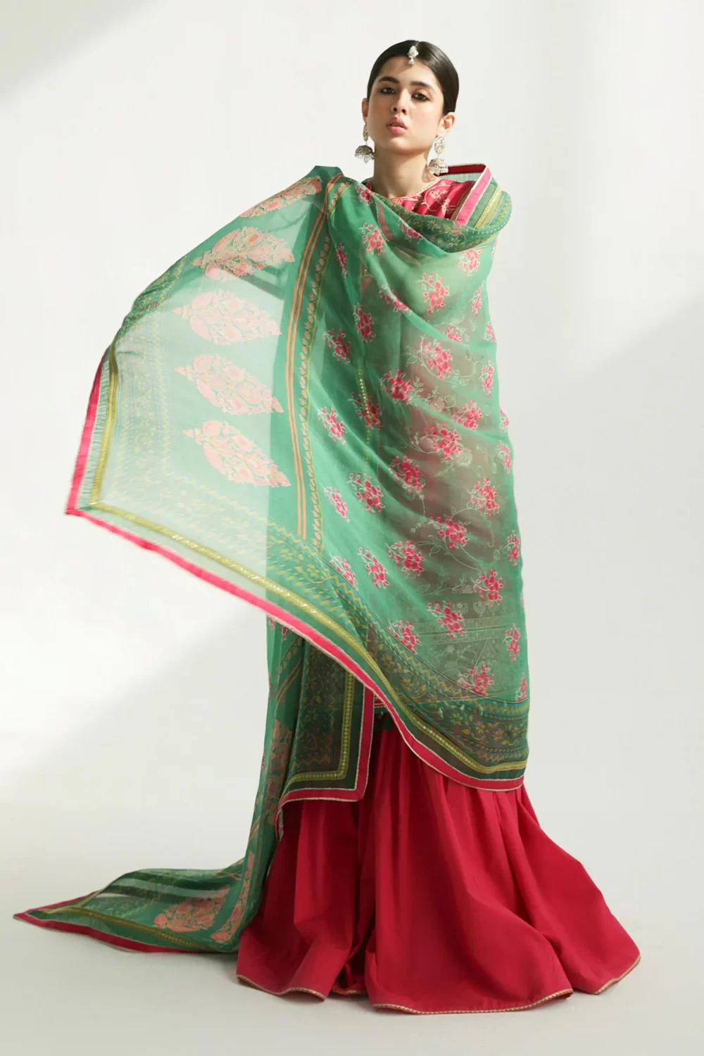 zara shahjahan, unstiched, 3 piece suit, jacquard, korina 3b, dupatta