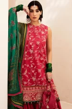 zara shahjahan, unstiched, 3 piece suit, jacquard, korina 3b, side view