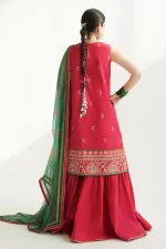 zara shahjahan, unstiched, 3 piece suit, jacquard, korina 3b, back