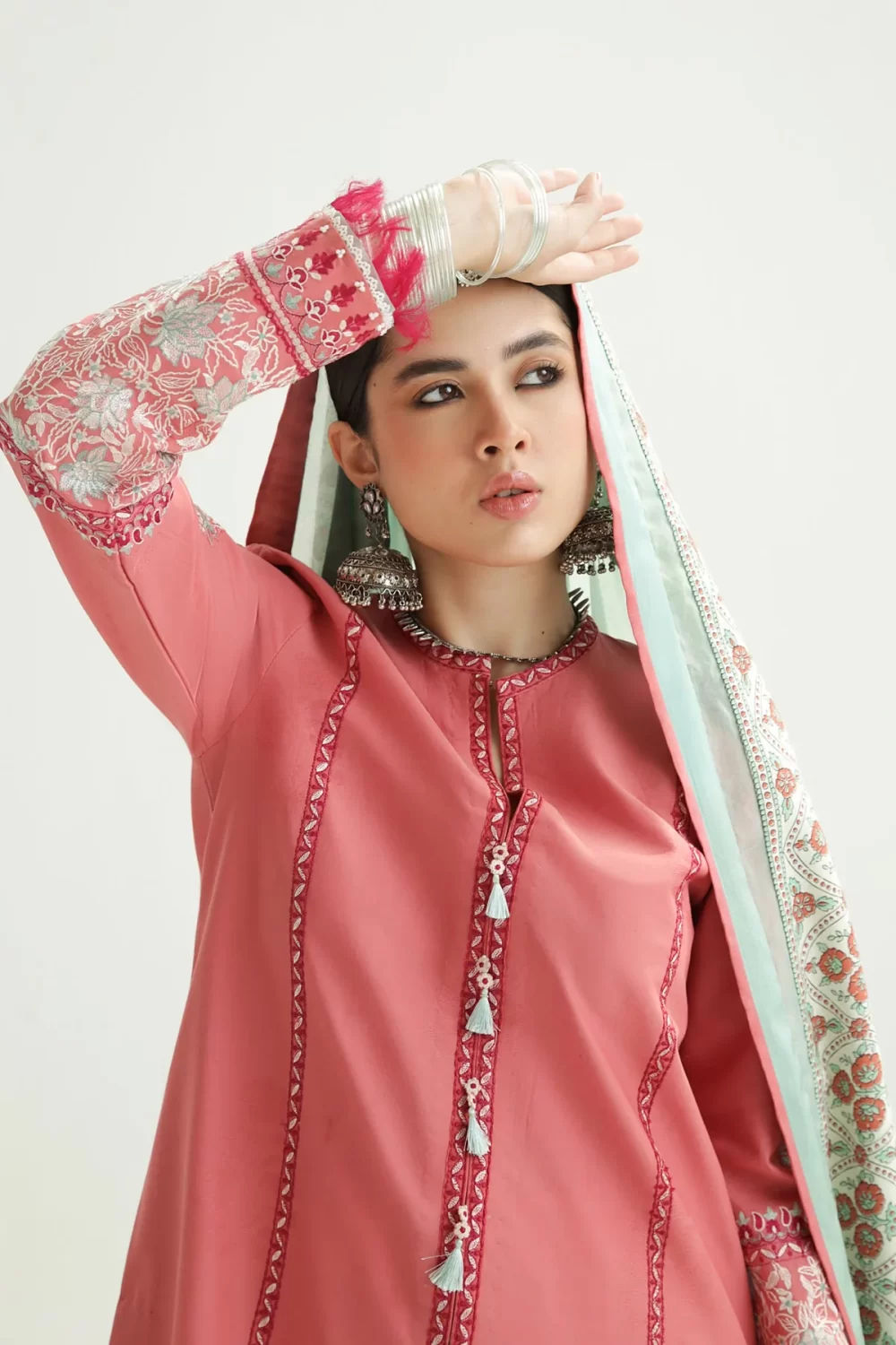 zara shahjahan, 3 piece suit, unstitched, lawn, sandal10b , front neck