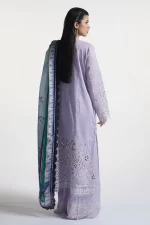 Zara shahjahan , satori lawn 25’ , 3 PIECE SUIT , unstitched, lawn , SOFT LAVENDER & NAVY, purple color , umi-3b, back