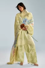 Zara shahjahan , satori lawn 25’ , 3 PIECE SUIT , unstitched, lawn , DAWN YELLOW color , RAI-6A, front