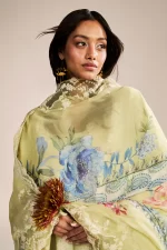 Zara shahjahan , satori lawn 25’ , 3 PIECE SUIT , unstitched, lawn , DAWN YELLOW color , RAI-6A, DUPATTA