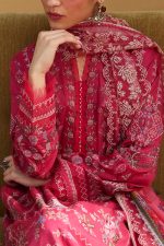 Zara shahjahan , satori lawn 25’ , 3 PIECE SUIT , unstitched, lawn , DUSTY PINK color , HIKARI-7A, KAMEEZ