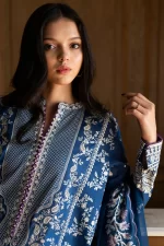 Zara shahjahan , satori lawn 25’ , 3 PIECE SUIT , unstitched, lawn , sapphire blue color , mei-8b, kameez