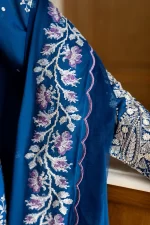 Zara shahjahan , satori lawn 25’ , 3 PIECE SUIT , unstitched, lawn , sapphire blue color , mei-8b,dupatta