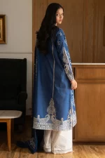 Zara shahjahan , satori lawn 25’ , 3 PIECE SUIT , unstitched, lawn , sapphire blue color , mei-8b, back