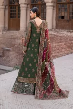 Iznik, luxury chiffon, 25’ , 3 PIECE SUIT , unstitched, chiffon , GREEN , ILC-01, BACK FULL