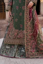 Iznik, luxury chiffon, 25’ , 3 PIECE SUIT , unstitched, chiffon , GREEN , ILC-01, FRONT, DAMAN