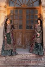 Iznik, luxury chiffon, 25’ , 3 PIECE SUIT , unstitched, chiffon , GREEN , ILC-01, NEW STYLE