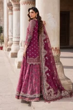 Iznik, luxury chiffon, 25’ , 3 PIECE SUIT , unstitched, chiffon , PINK, ILC-04, BACK