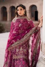 Iznik, luxury chiffon, 25’ , 3 PIECE SUIT , unstitched, chiffon , PINK, ILC-04, DUPATTA