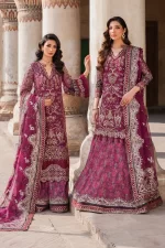 Iznik, luxury chiffon, 25’ , 3 PIECE SUIT , unstitched, chiffon , PINK, ILC-04, NEW STYLE