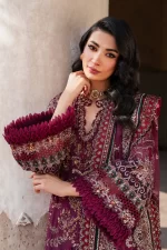Iznik, luxury chiffon, 25’ , 3 PIECE SUIT , unstitched, chiffon , PINK, ILC-04, SLEEVES STYLE