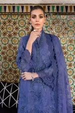 Maria b, luxe lawn 25’ , 3 PIECE SUIT , unstitched, lawn , violet color , D-2506-b, FRONT look