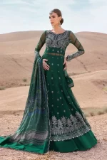 Maria b, luxe lawn 25’ , 3 PIECE SUIT , unstitched, lawn , green , D-2507-a, FRONT