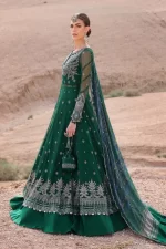 Maria b, luxe lawn 25’ , 3 PIECE SUIT , unstitched, lawn , green , D-2507-a, FRONT full look