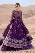 Maria b luxe lawn 25’ , 3 PIECE SUIT , unstitched, lawn , plum , D-2507-b, FRONT look