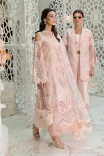 Maria b, luxe lawn 25’ , 3 PIECE SUIT , unstitched, lawn , peach color , D-2513-a, 2 styles