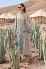 Maria b, luxury chiffon, 2025 collection , 3 PIECE SUIT , unstitched, lawn , beige & sea green , d-2515-b, FRONT look