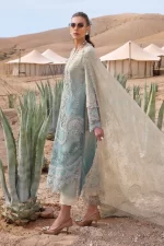Maria b, luxury chiffon, 2025 collection , 3 PIECE SUIT , unstitched, lawn , beige & sea green , d-2515-b, side look