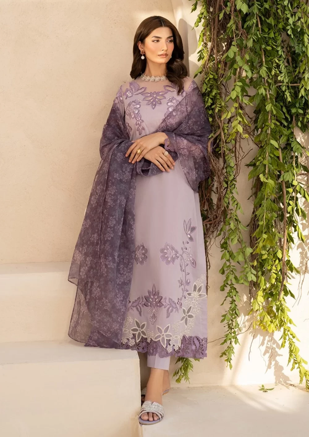 iznik, eid festive lawn 25’ , 3 PIECE SUIT , unstitched, lawn , purple color , Efl-01, FRONT