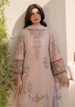 iznik, eid festive lawn 25’ , 3 PIECE SUIT , unstitched, lawn , beige color , Efl-02, FRONT shirt