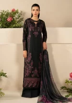 iznik, eid festive lawn 25’ , 3 PIECE SUIT , unstitched, lawn , black color , ELF-03, FRONT