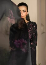 iznik, eid festive lawn 25’ , 3 PIECE SUIT , unstitched, lawn , black color , ELF-03, dupatta