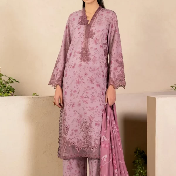iznik, eid festive lawn 25’ , 3 PIECE SUIT , unstitched, lawn , pink color , Efl-04, FRONT