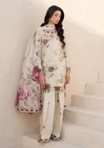 iznik, eid festive lawn 25’ , 3 PIECE SUIT , unstitched, lawn , white color , Efl-05, FRONT