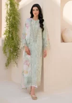 iznik, eid festive lawn 25’ , 3 PIECE SUIT , unstitched, lawn , warm grey color , Efl-07, FRONT