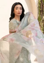 iznik, eid festive lawn 25’ , 3 PIECE SUIT , unstitched, lawn , warm grey color , Efl-07, dupatta