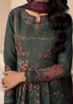 iznik, eid festive lawn 25’ , 3 PIECE SUIT , unstitched, lawn , dark green color , Efl-11, FRONT neck style