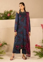 iznik, eid festive lawn 25’ , 3 PIECE SUIT , unstitched, lawn , blue color , Efl-12, FRONT