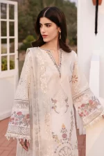 Baroque Eid Lawn 25 , 3 PIECE SUIT , unstitched, Black , lawn , EL-D06, FRONT neck & sleeves