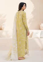iznik, eid festive lawn 25’ , 3 PIECE SUIT , unstitched, lawn , lime yellow color , Efl-08, back